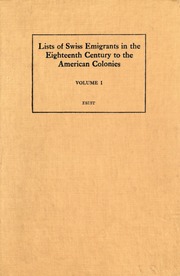 Lists of Swiss emigrants in the eighteenth century to the American colonies